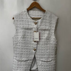 Amanda Uprichard new with tags Chic White Textured Sleeveless Vest